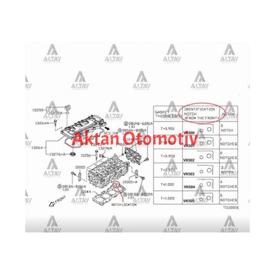 SİLİNDİR KAPAK CONTASI PICKUP 03-12 SKYSTAR / NAVARA 06-10 /  YD25DDTI ÇELİK 0.90mm 0 ÇENTİK
