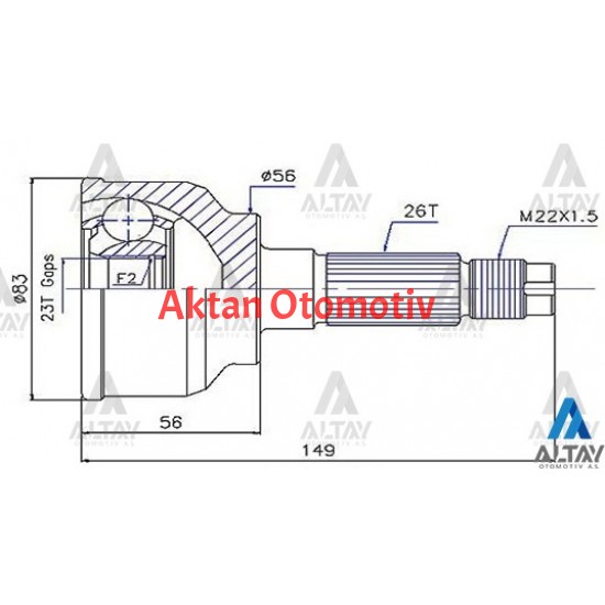 AKS KAFASI DIŞ 626    88-92 1.6 / SEPHIA 1.8 26X56X23