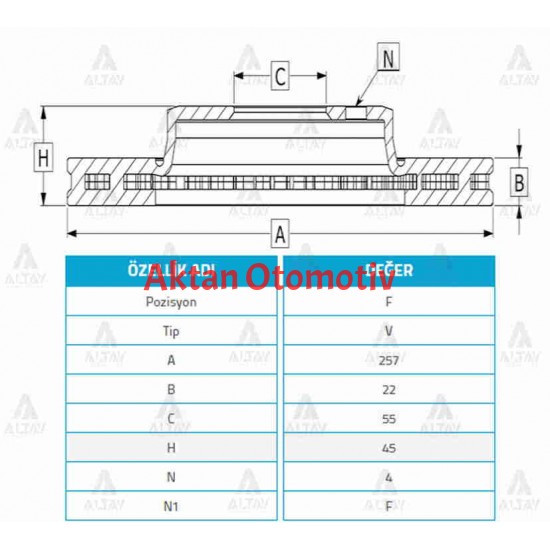 FREN DİSKİ 323  95-98 / LANTIS FAMILIA ÖN HAVALI 257-4