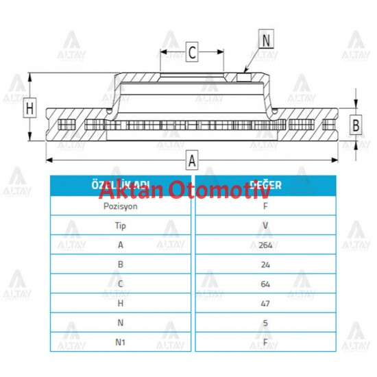 FREN DİSKİ 626    88-92 / ÖN HAVALI 265-4