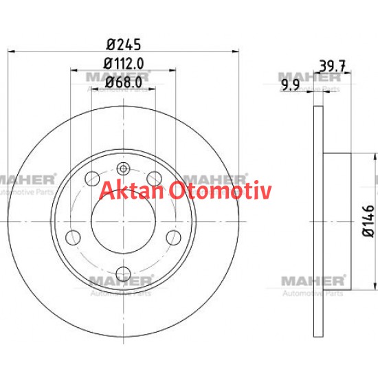 FREN DİSKİ A4 01-08 ARKA HAVALI 245-5 YÜKSEKLİK 40mm