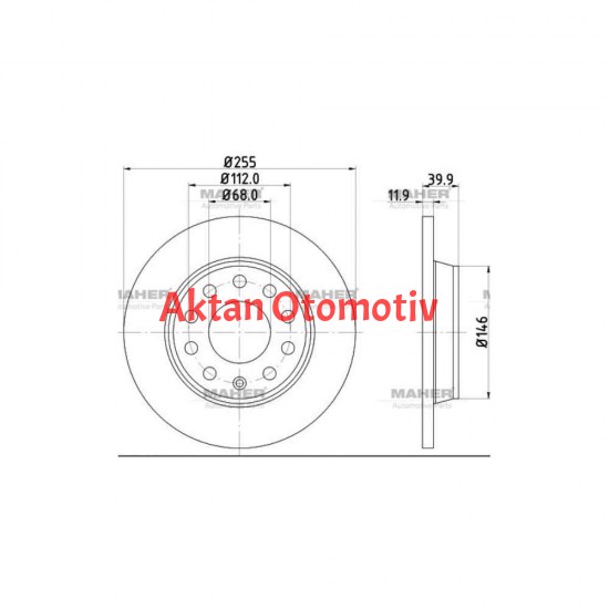 FREN DİSKİ A4 01-09 / PRO ÖZEL KAPLAMA ARKA DÜZ 255-5