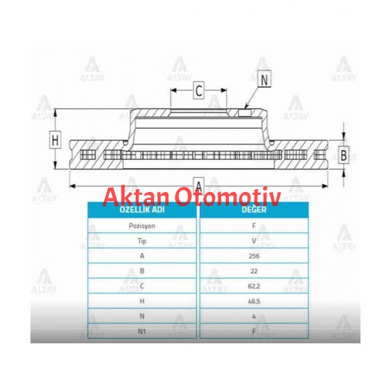 FREN DİSKİ ACCENT 06-11 ERA / I-20 09-12 / RIO 06-11 / ÖN HAVALI 256-4