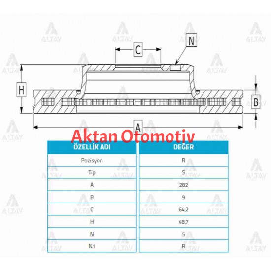 FREN DİSKİ ACCORD 09-15 / ARKA DÜZ 282-5