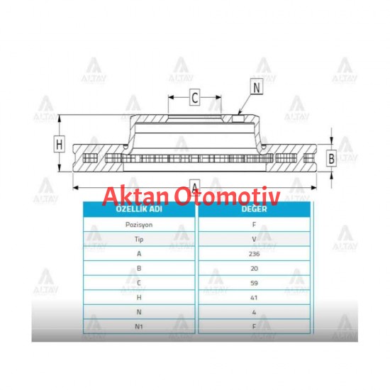 FREN DİSKİ AVEO 05-10 / KALOS 02-10 / ÖN HAVALI 236-4