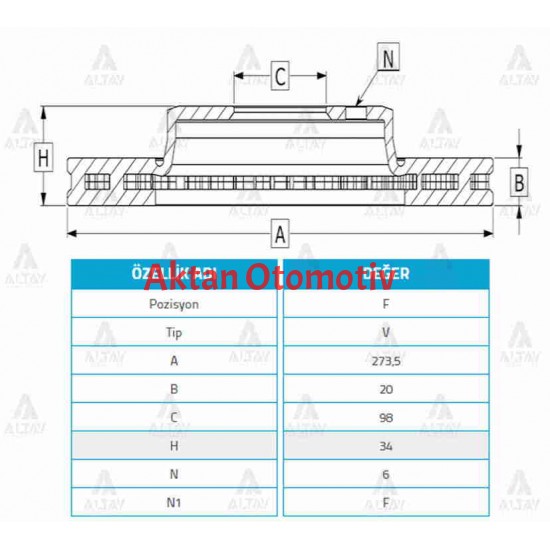 FREN DİSKİ CANTER FE519 / ÖN HAVALI 274-6