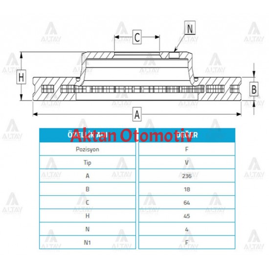 FREN DİSKİ CARISMA  96-00 1.6 / PROTON 96-00 / ÖN HAVALI 236-4