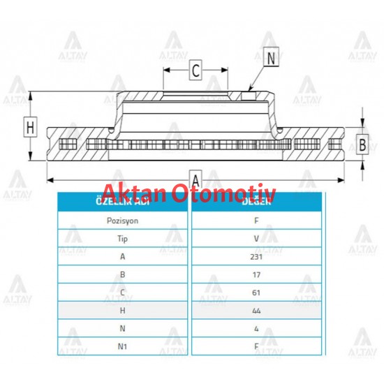 FREN DİSKİ CIVIC    88-91 / CARRY 98-01 / ROVER 213-216 / ÖN HAVALI 231-4