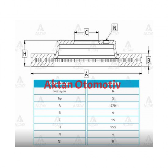 FREN DİSKİ COROLLA 03-07 / COROLLA-VERSO 04-07 / 1.4 D4D DİZEL ARKA DÜZ 279-4