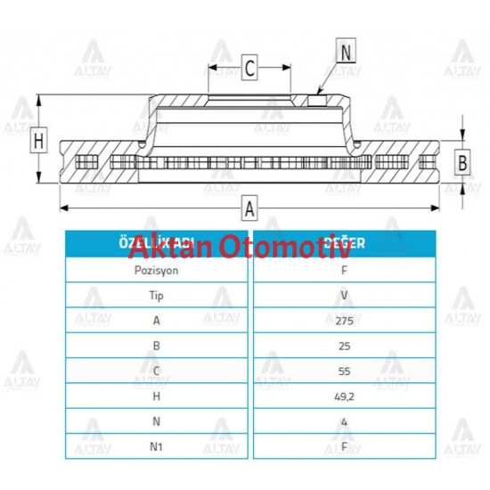 FREN DİSKİ COROLLA 03-07 / COROLLA VERSO / 1.4-2.0D4D ÖN HAVALI 275-4