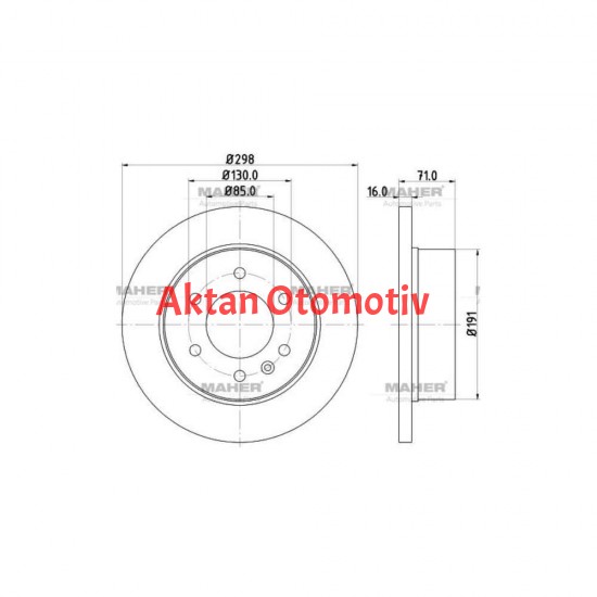 FREN DİSKİ CRAFTER 06-17 / SPRINTER 06-17 W906 / ARKA DÜZ TEK TEKER 3.5 TON 298-6