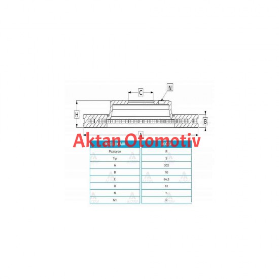 FREN DİSKİ CRV 04-12 / ARKA DÜZ 302-5