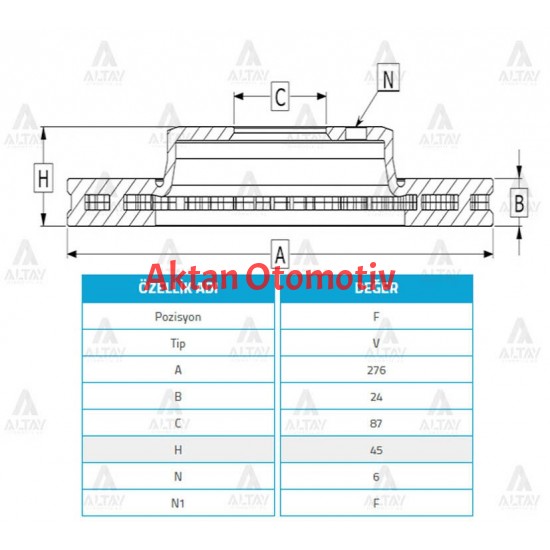 FREN DİSKİ L-200  99-05 4x4 / PAJERO 00-05 / ÖN HAVALI 276-6
