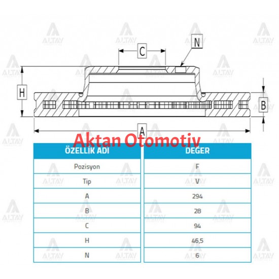 FREN DİSKİ L-200 06-15 CR / 15= SU / 22= / PAJERO 08-10 / FULLBACK 16= / ÖN HAVALI 294-6