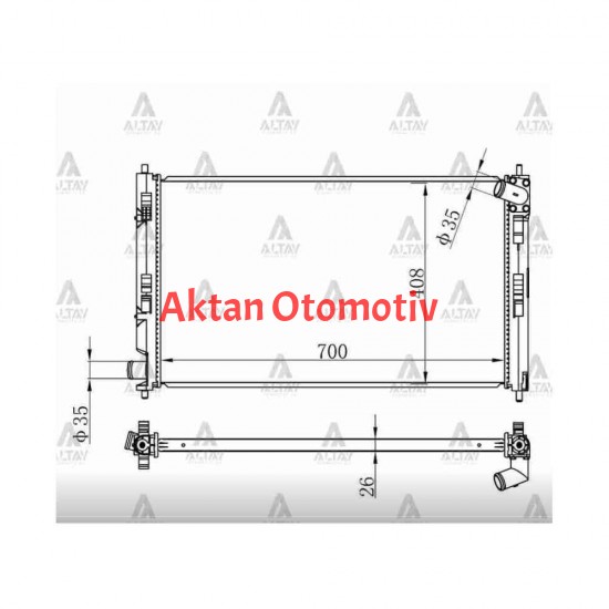 RADYATÖR SU LANCER 08= / ASX 10= / OUTLANDER 06-13 / 4007 4008 DİZEL 698x408x26 A-T BRAZING