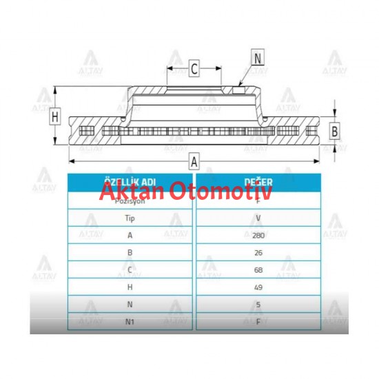 FREN DİSKİ PRIMERA 02-10 P-12 / X-TRAIL 00-07 / MAXIMA 00-06 / ÖN HAVALI 280-5
