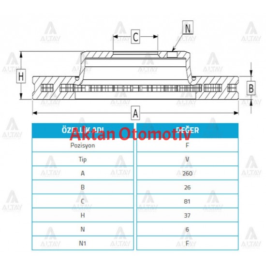 FREN DİSKİ SKYSTAR 03-12 D-23 4x4 / TERRANO 98-07 4x4 / PATHFINDER 97-04 4x4 / ÖN HAVALI 300-6