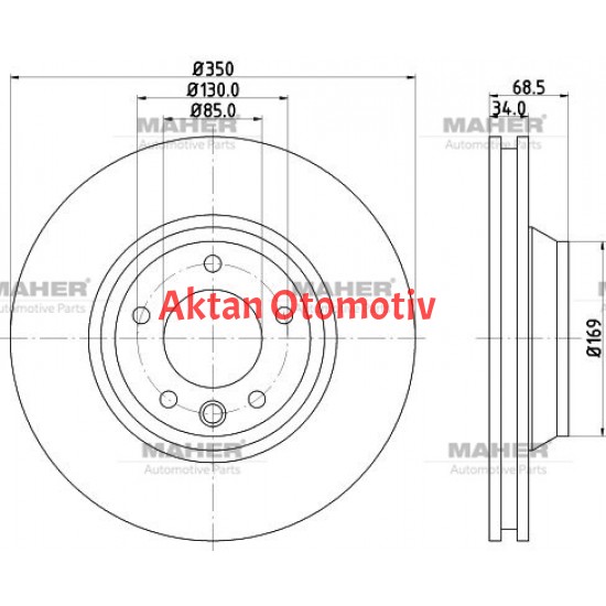FREN DİSKİ TOUAREG 02-10 / Q7 05-15 / CAYENNE 07= ÖN HAVALI SAĞ 350-5