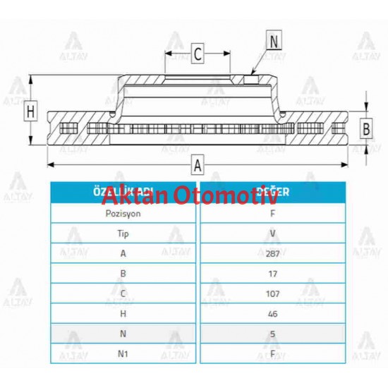 FREN DİSKİ VITARA  90-98 5KAPI / ÖN HAVALI 287-5