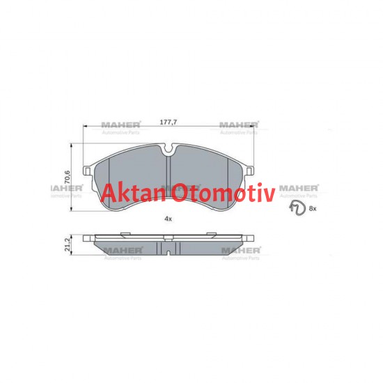 FREN BALATA CRAFTER 17= ÇİFT TEKER / UZUN ŞASİ ÖN (UZUNLUK 177,5 mm)