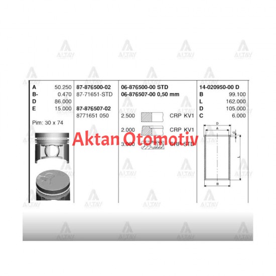 SEGMAN PICKUP 97-02 / 96.50mm / TD27 / 050