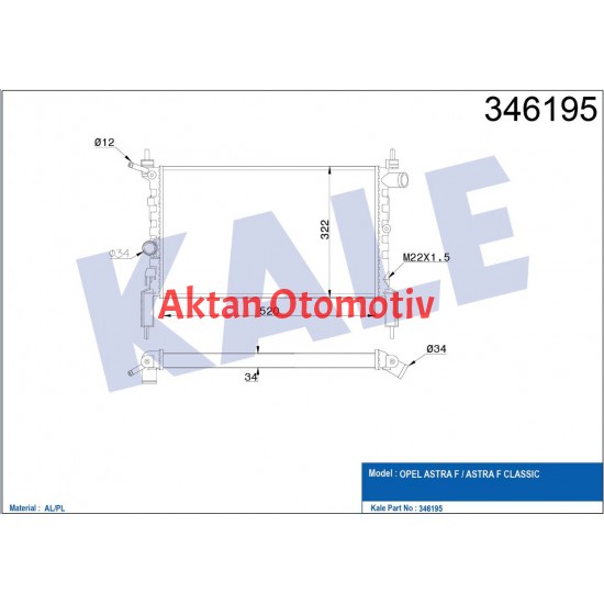 RADYATÖR SU ASTRA F 91-98 / ASTRA F CLASSIC 98-02 / 1.4-1.6 M-T MEKANIK