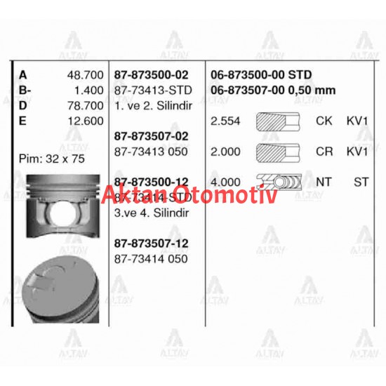 PİSTON SEGMANLI L-200 4D56 TURBO MAGNUM 2-4 STD