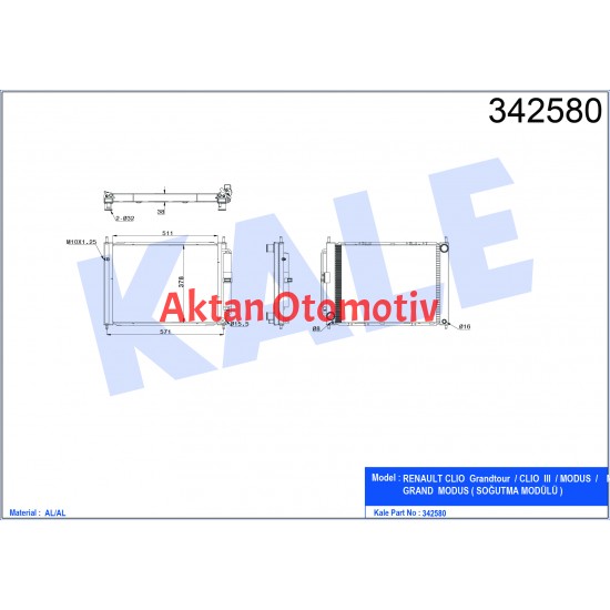 RADYATÖR SU+KLIMA CLIO III 05-12 / MODUS 04= / 1.5 DCI M-T (KLIMA İLE BİRLİKTE) BRAZING