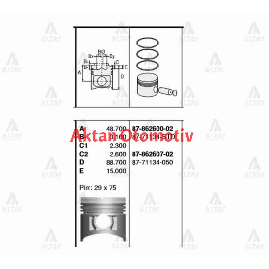 PİSTON SEGMANLI STAREX KAMYONET / LİBERO / H-100 KAMYONET 01-04 TURBO / D4BF STD