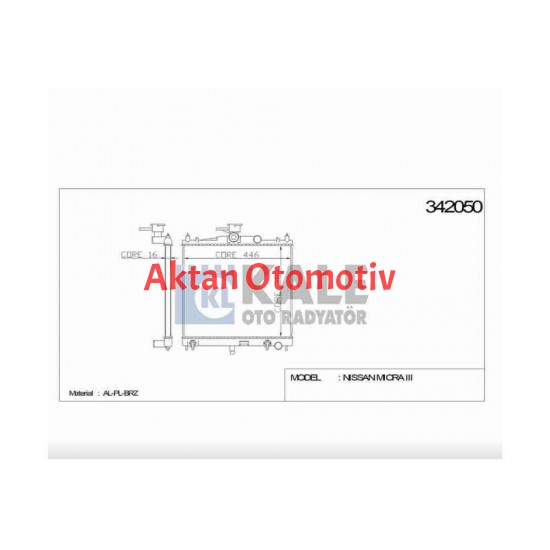 RADYATÖR SU MICRA 03-10 / 1.2 - 1.4 / NOTE 1.6 KLİMASIZ A-T BRAZING