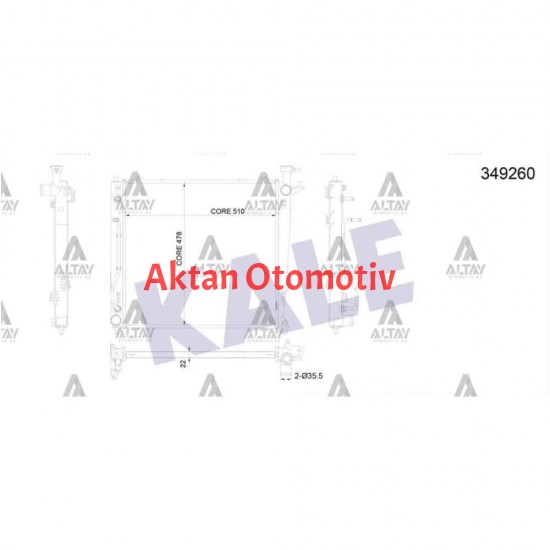 RADYATÖR SU SORENTO 10-12 22mm / 2.0 -2.2 A-T BRAZING