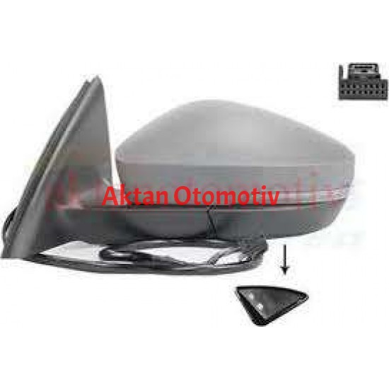 AYNA DIŞ DİKİZ OCTAVIA 13= ELEKTRİKLİ, ISITMALI, ASTARLI, KATLANIR, YAN-ALT LAMBALI SOL