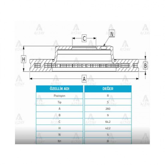 FREN DİSKİ CIVIC 07-15 FD6 / FB7 / ARKA DÜZ 260-5 (SET)