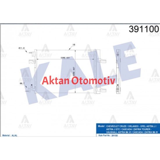 RADYATÖR KLİMA ASTRA J 09-16 1.3CDTI-1.4-1.6 / CRUZE 09-14 1.6