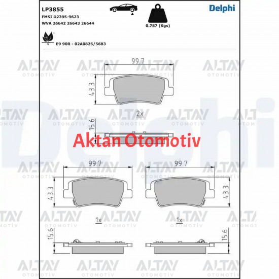 FREN BALATA ELANTRA 21= DİSK ARKA