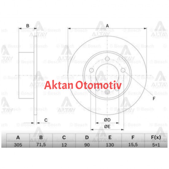FREN DİSKİ MASTER III 10= / ARKA DÜZ 305-5 TEK TEKER KAPLAMALI DELİK ÇAPI 15.5mm