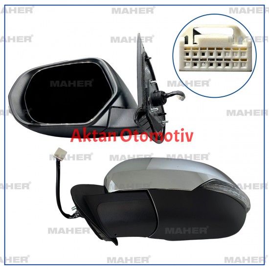 AYNA DIŞ DİKİZ L-200 19-23 ELEKTRİKLİ ISITMALI SİNYALLİ OTOMATİK KATLANIR 7 FİŞLİ KROM SOL