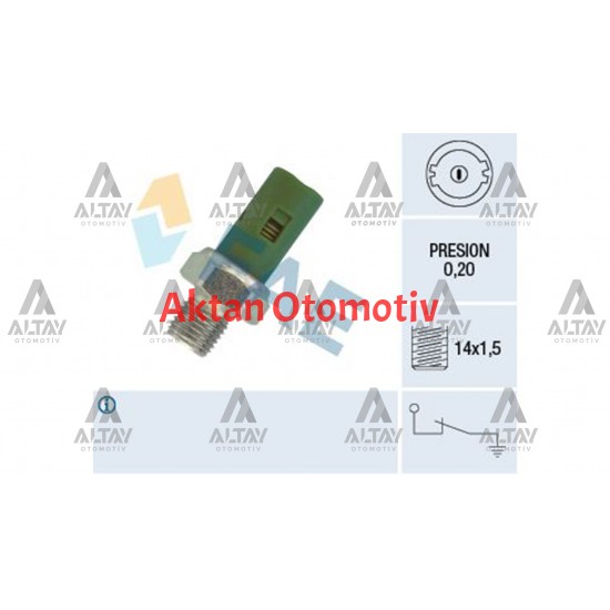 MÜŞÜR YAĞ CLIO / KANGOO / MICRA / MEGANE I-II / LAGUNA 1.4-1.5DCI-1.6-1.9 YEŞİL 14x1.5 (0.20 BAR)