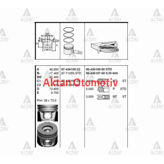 PİSTON SEGMANLI PICKUP NAVARA 08-15 / PATHFINDER 08-14 EURO5 YD25DDTI STD