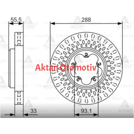 FREN DİSKİ CUSTOM 12= / V362 ÖN HAVALI 288-5