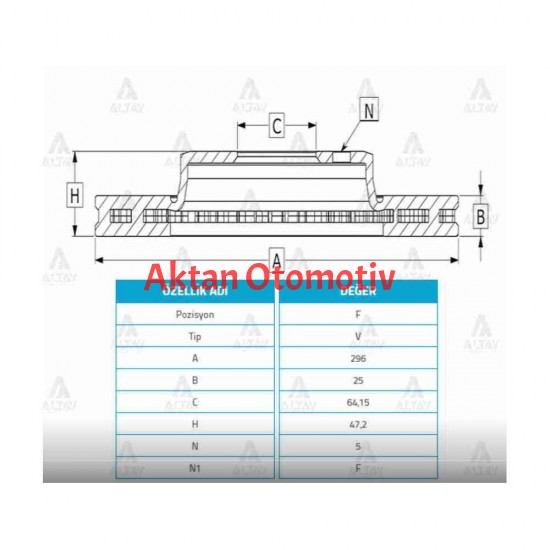 FREN DİSKİ ACCORD 09-15 / ÖN HAVALI 296-5