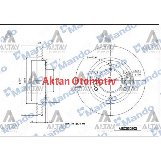 FREN DISKI L-200 06-15 CR / 15= SU / 22= / PAJERO 08-10 / FULLBACK 16= / ÖN HAVALI 294-6 (ADET)