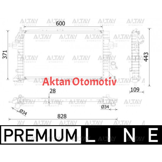 RADYATÖR SU ASTRA H / ZAFIRA B  Z13DTH-A17DTR-Z17DTR-Z17DTH-Z19DTH    M-T BRAZING