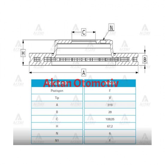 FREN DİSKİ HILUX 06-19 PICKUP 3.0 REVO / ÖN HAVALI 319-6