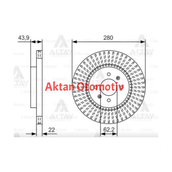 FREN DİSKİ I-20 14-21 / BAYON 21= / STONIC 18= / RIO 11= 1.1-1.4 CRDI / ÖN HAVALI 280-4