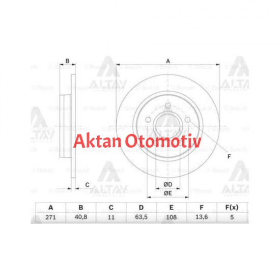 FREN DİSKİ FOCUS 10= / ARKA DÜZ 271-5