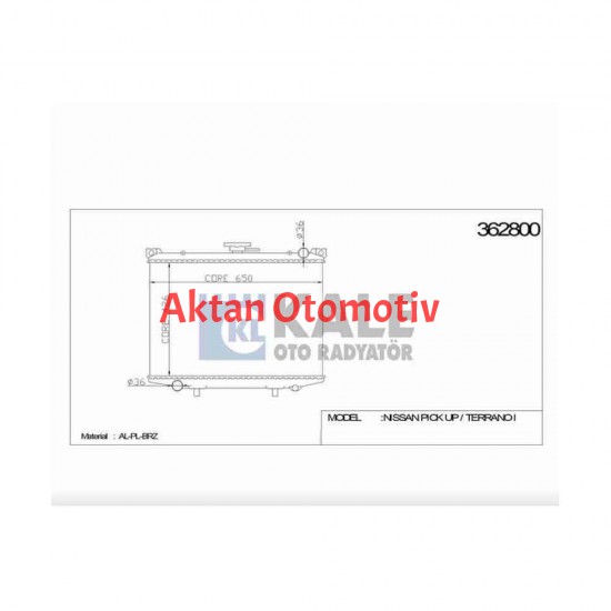 RADYATÖR SU PICKUP 86-97 D-21 / TERRANO 89-96 26mm M-T BRAZING