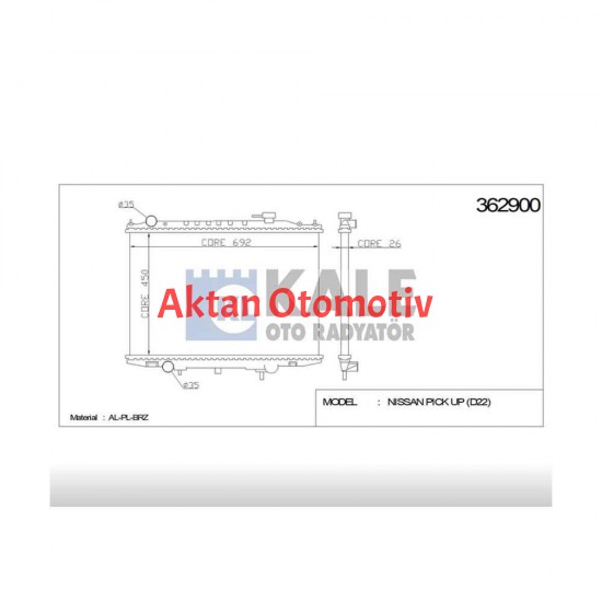 RADYATÖR SU PICKUP 02= YD25 / D-22 4x4 26mm M-T BRAZING