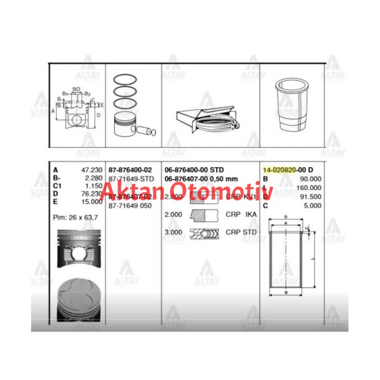 SEGMAN VANETTE 96-01 2.3 LD23 STD