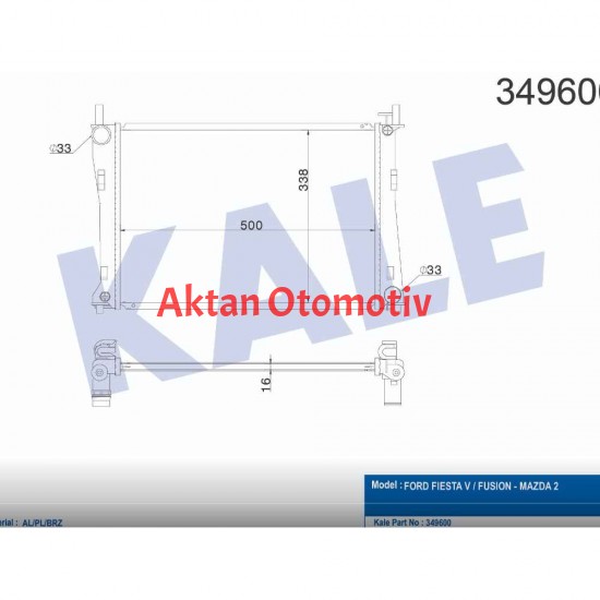 RADYATÖR SU FIESTA V 01-08 / FUSION 02-10 / 1.25-1.4-1.6-1.4 16V-1.6 16V M-T MEKANİK